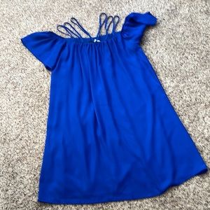 Blue off the shoulder dress